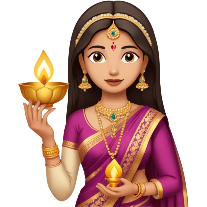 diwali woman with diwali emoji