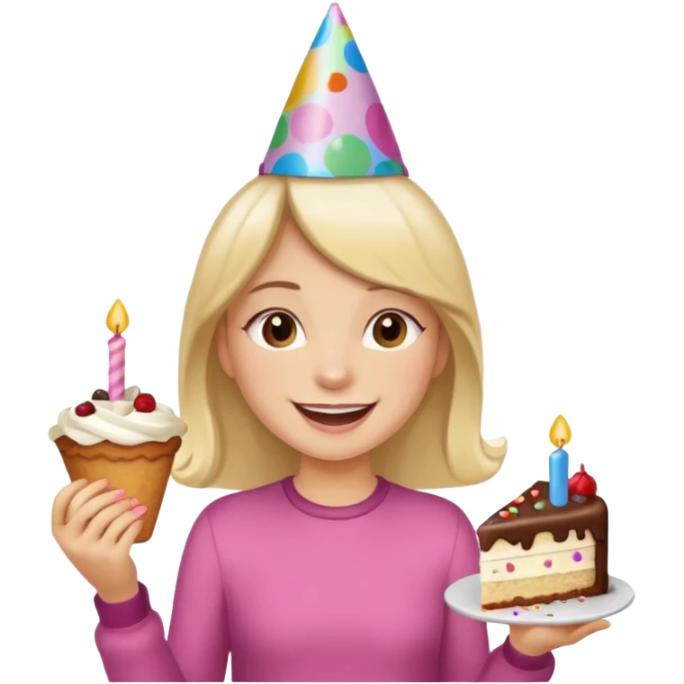 A girl in a cake happy birthday emoji