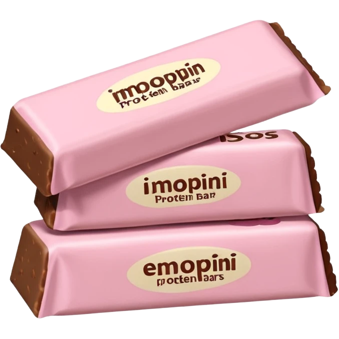 Beige protein bars with pastel pink wrappers, stacked neatly emoji