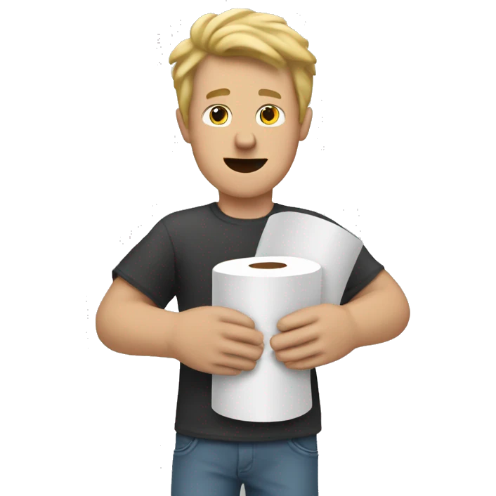 White man with toilet paper hands emoji