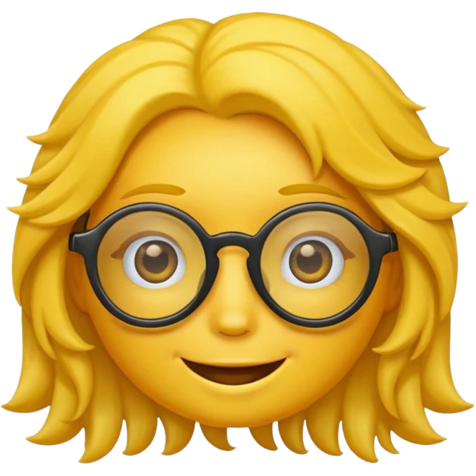 Realiza un emoticon amarillo sonriente, con lentes oscuros y cabello rizado emoji