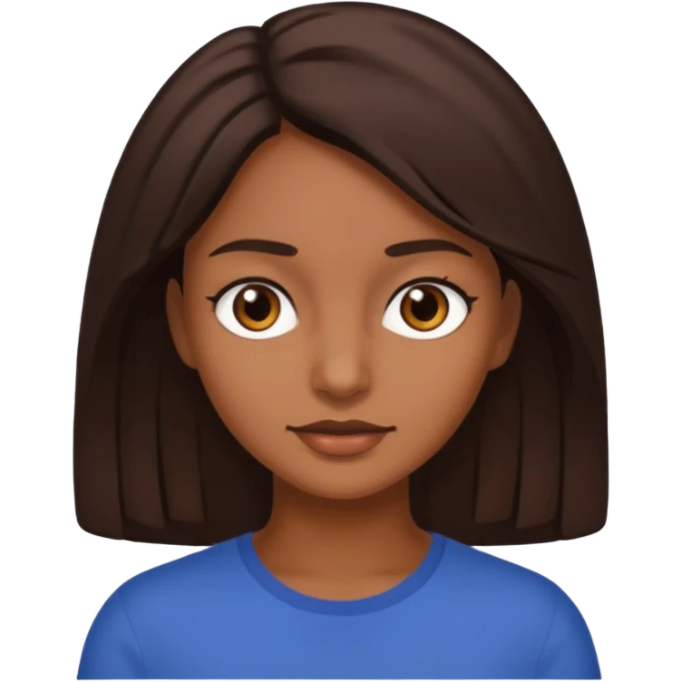 Sou morena, meu cabelo é castanho médio escuro e meus olhos é castanho escuro emoji