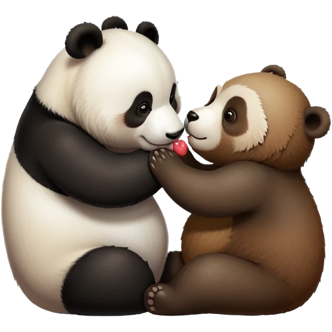 Panda giving kisses to a bear emoji