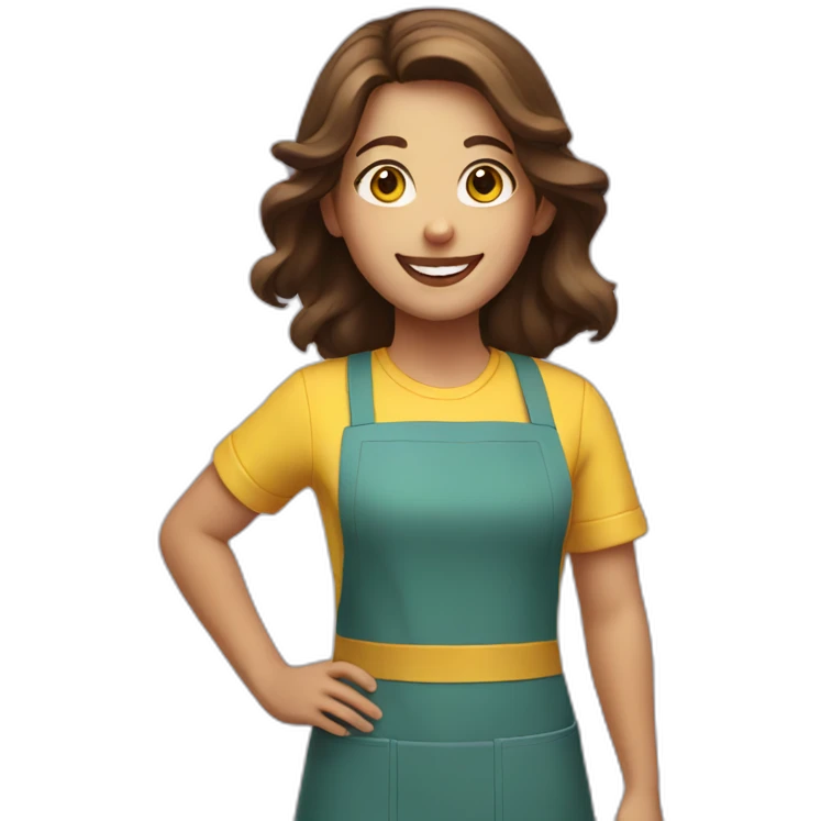girl with brown hair, smiling, in a yellow apron emoji