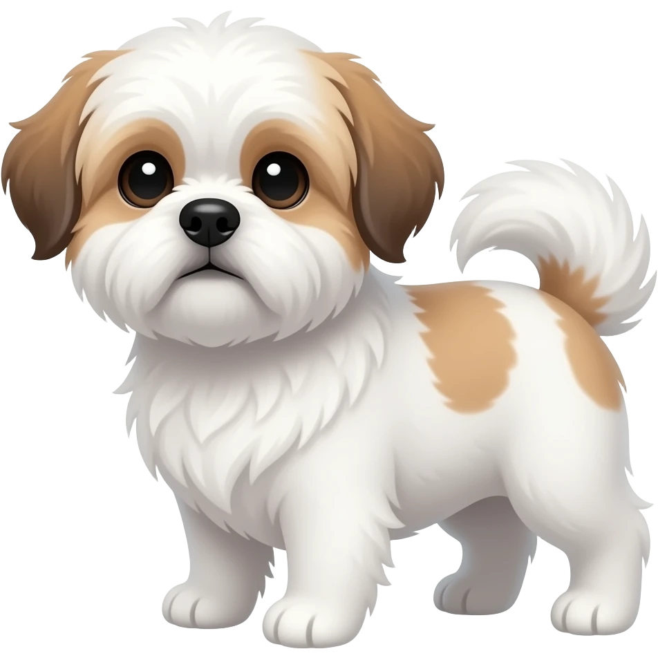 Shihtzu beyaz tüylü küçük shihtzu köpek emoji