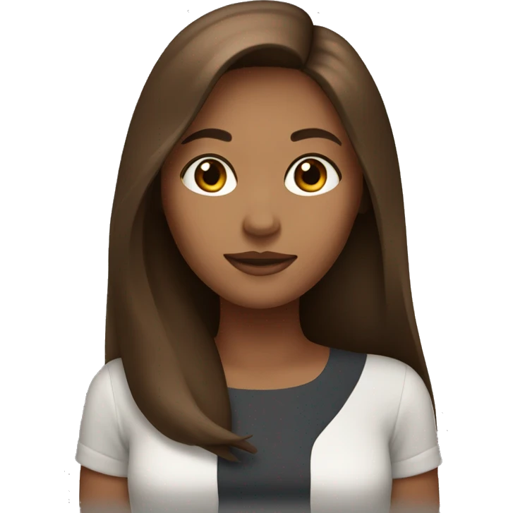 Girl with long brown hair working with mac emoji