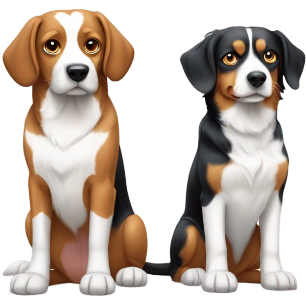 Two beagles with an Australian shepherd  emoji
