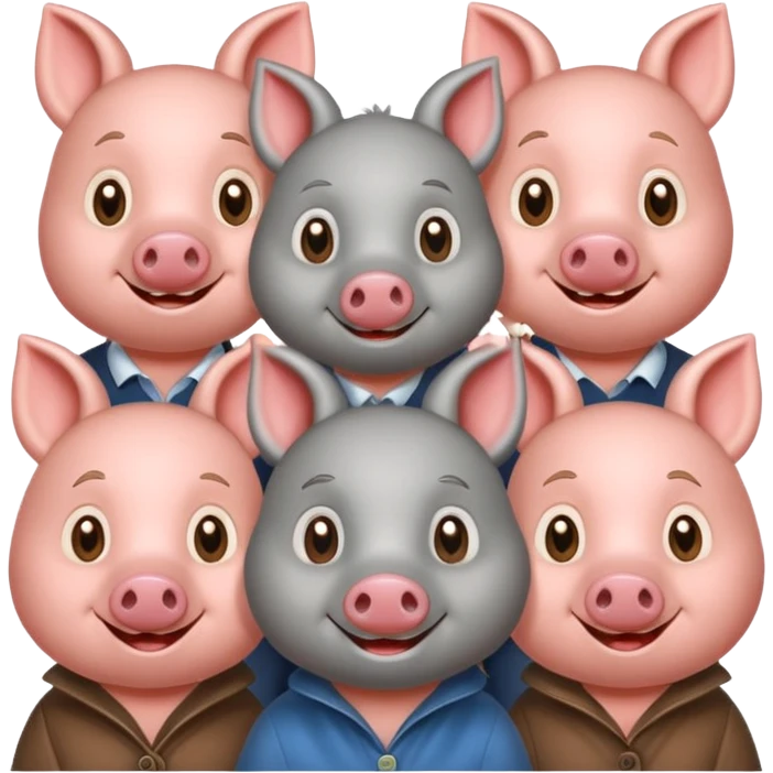 three little pigs and big bad wolf emoji