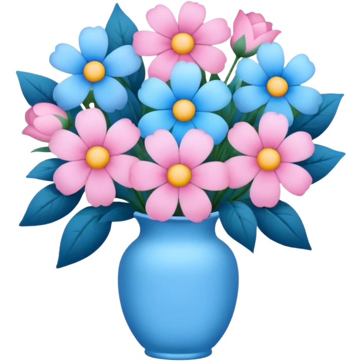 Pink and blue flower bouquet  emoji