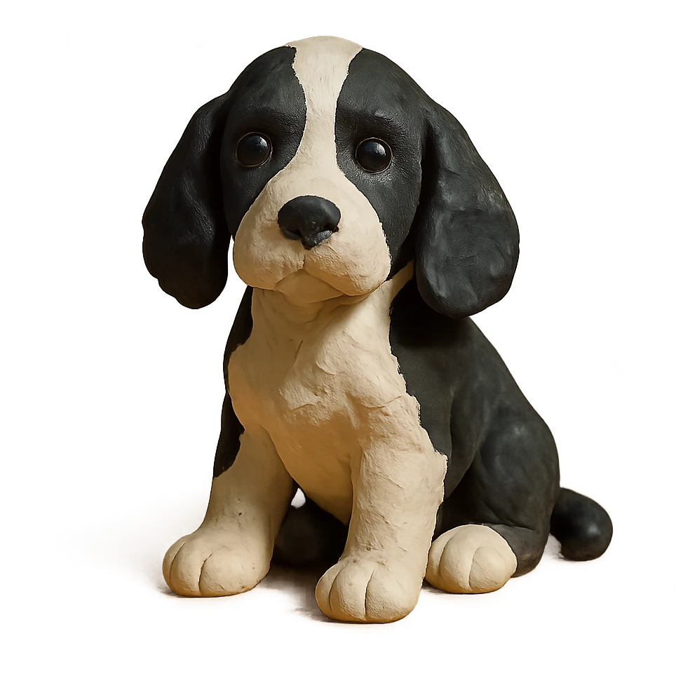 black and white Russian Cocker Spaniel puppy emoji