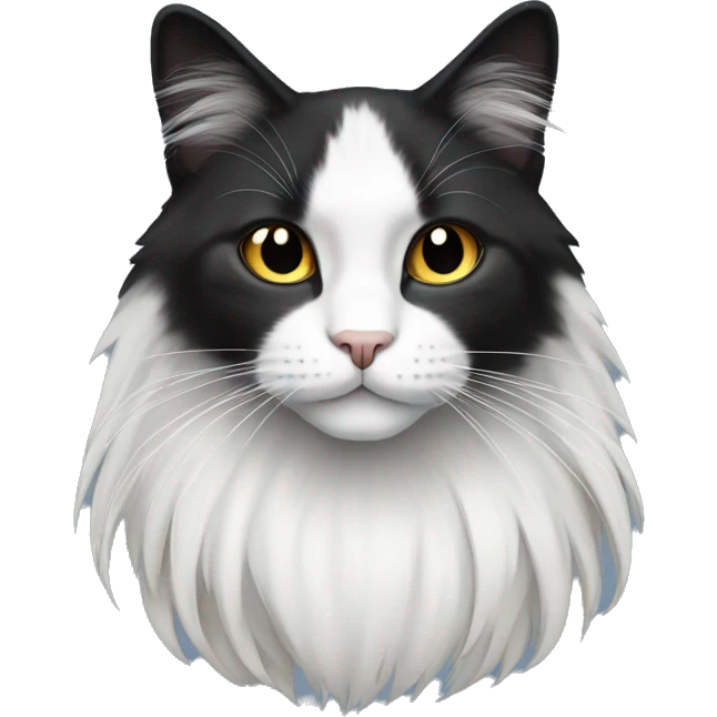 half black and half white long hair cat emoji