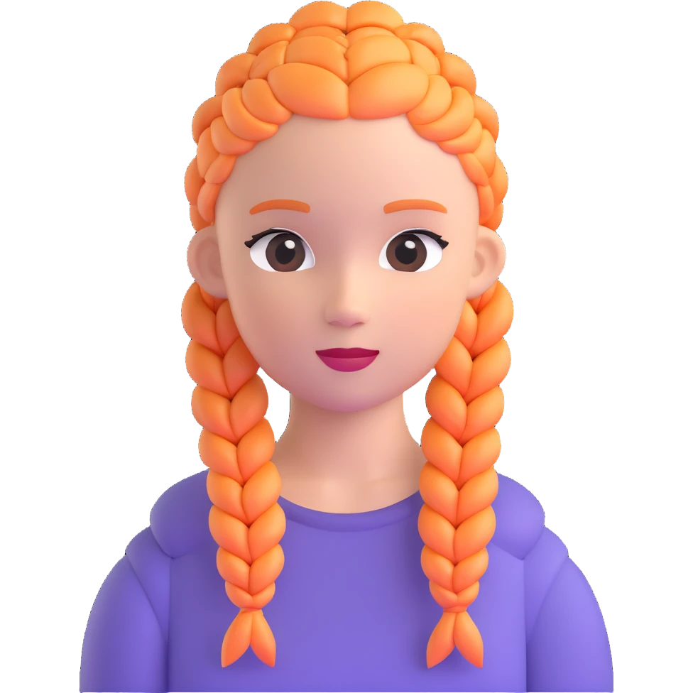 Character with perfect French braids hairstyle emoji