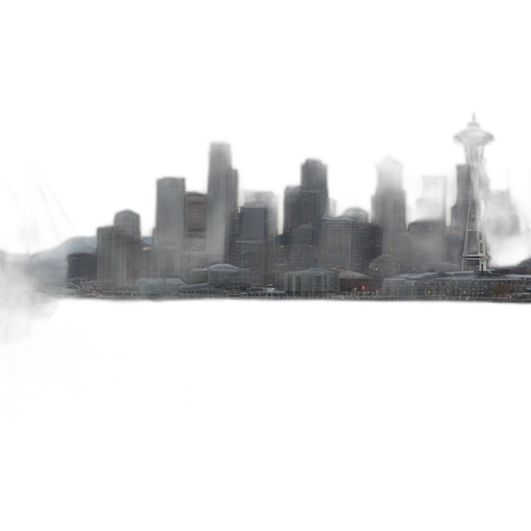 Seattle skyline, waterfront, bold emoji