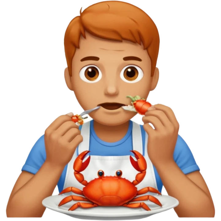 man eating a lot of crab emoji
