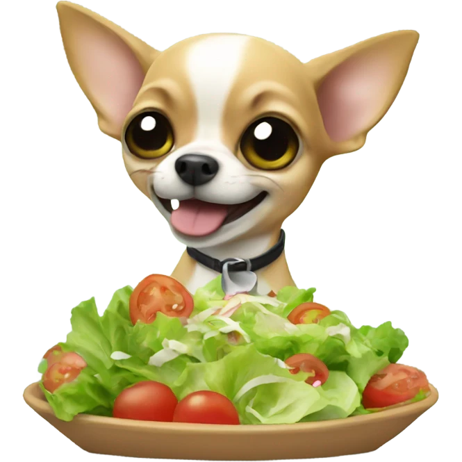 Chihuahua eating salad emoji