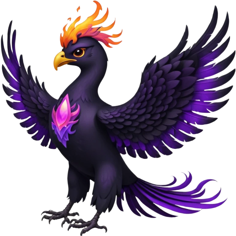 Giant Black Pheonix with Purple Fire emoji