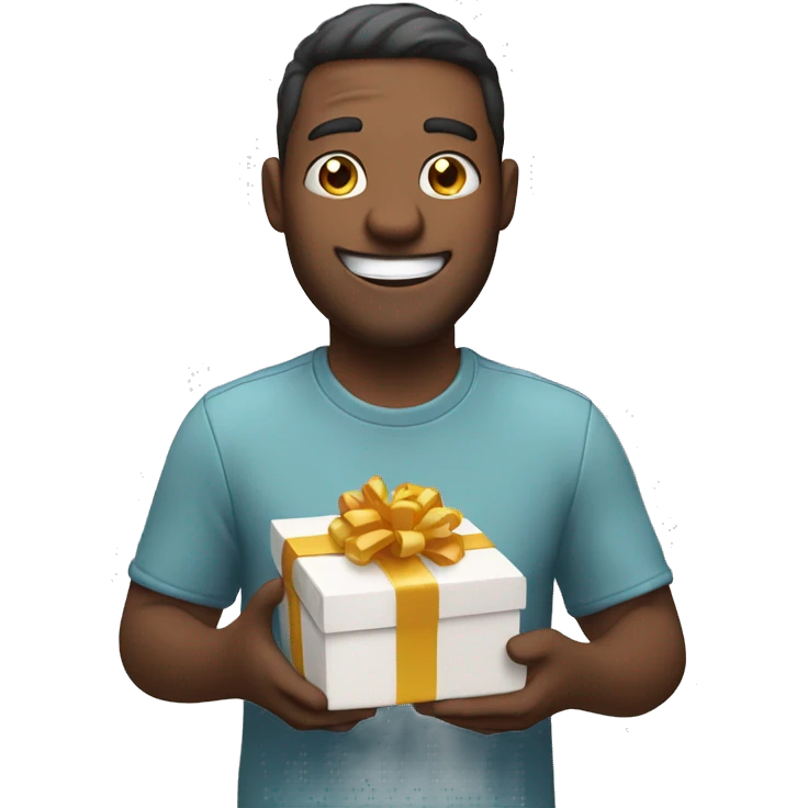 happy man holding gift box emoji