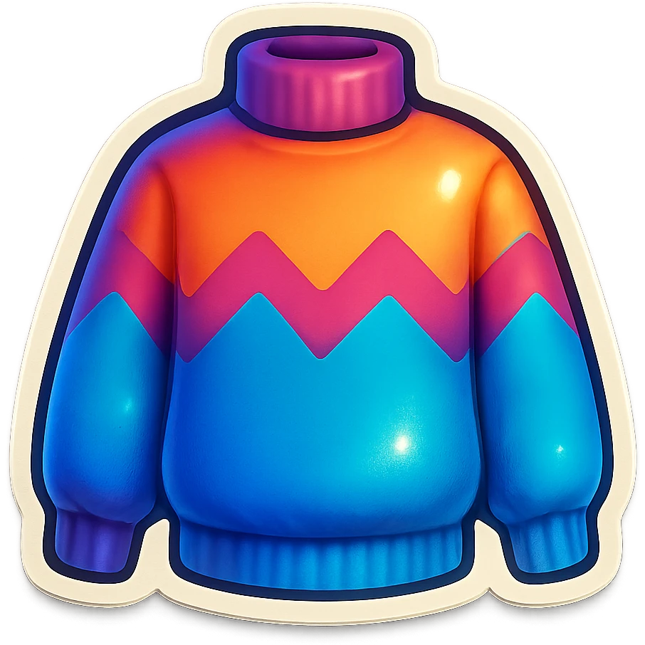 a cozy sweater in the style of iOS clothing stickers emoji
