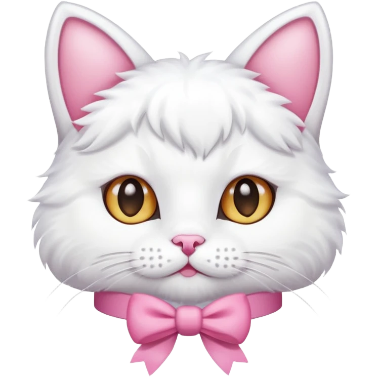 white cat with pink bow  emoji