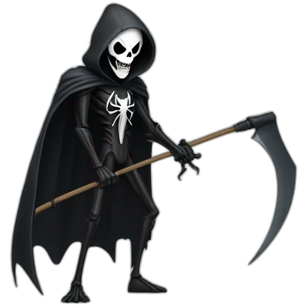 Grim reaper as Spider-Man with a scythe emoji
