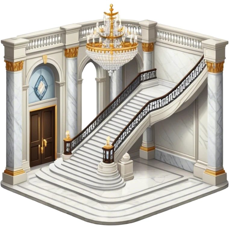 Grand marble staircase foyer isometric with chandelier emoji