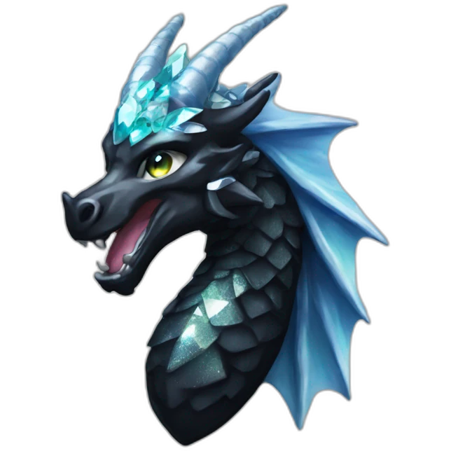 Glittering diamond horn black unidragon emoji