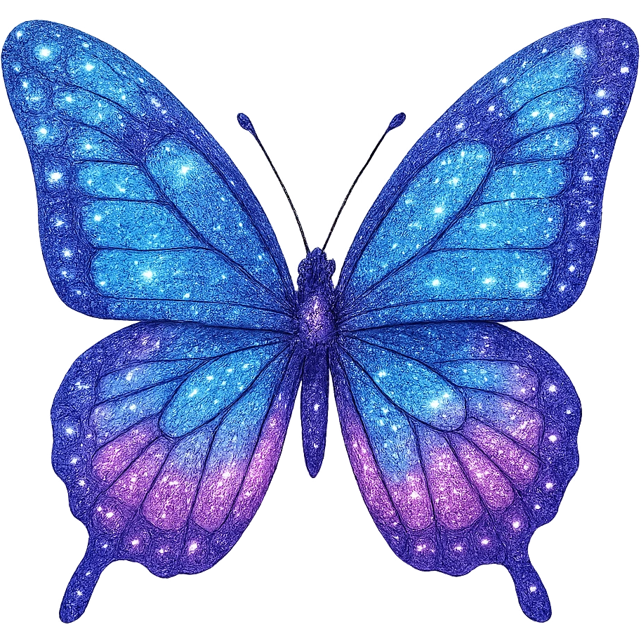 glittery butterfly object, sparkling emoji
