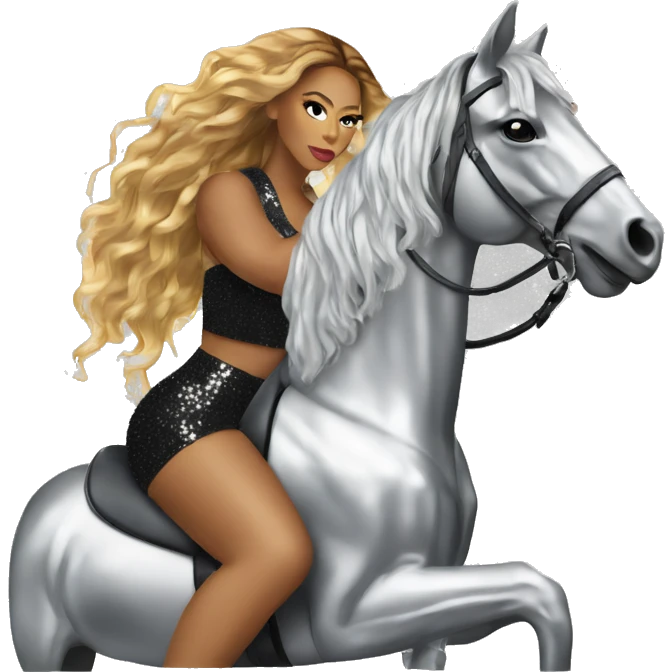 beyonce-sitting-on-sparkly-silver-horse emoji