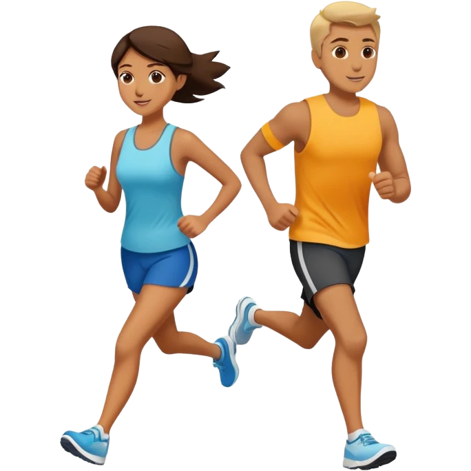 A couple walking and running together  emoji