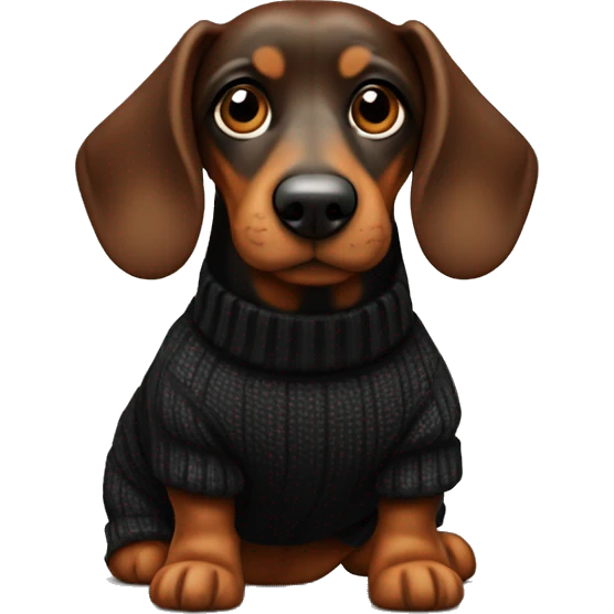 Black & tan sausage dog in jumper  emoji