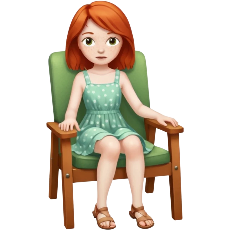 Naked red haired girl with freckles and large tits no clothes no bra no panties full body and a pussy sitting in a chair with legs spread emoji