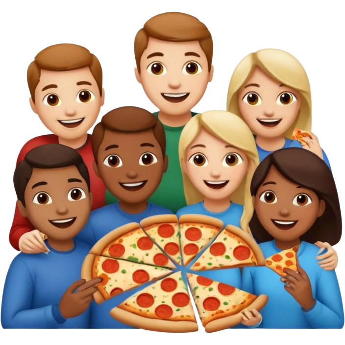 grupo de amigos comiendo pizza emoji
