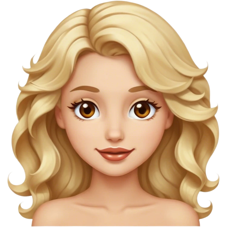 Luxury blonde model, brown eyes, wavy hair, winky face emoji