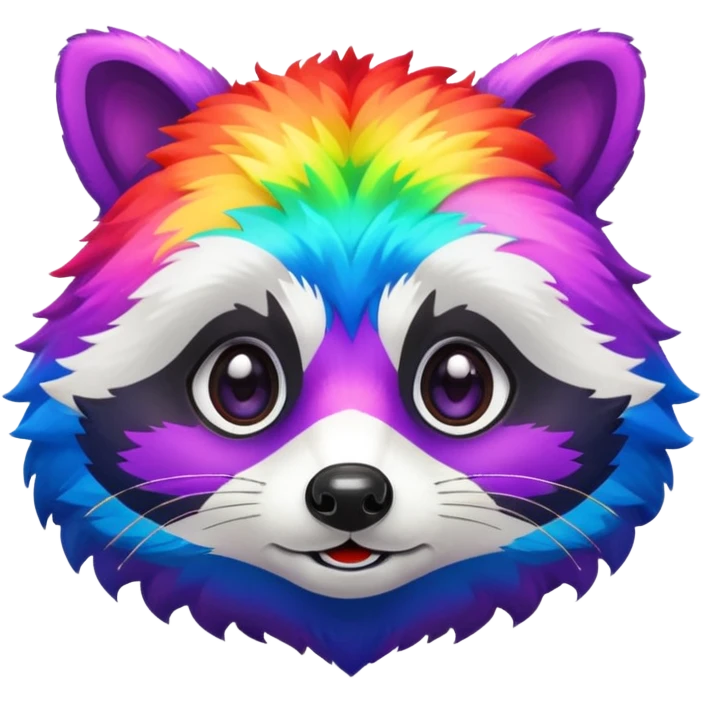 Rainbow racoon face emoji
