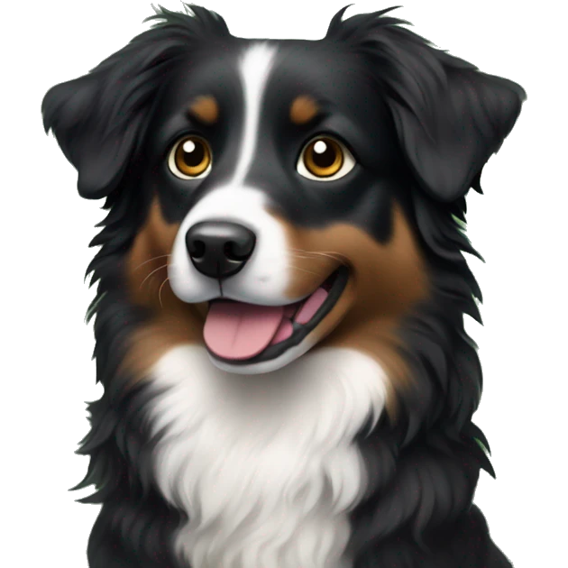 Small black australian shepherd dog Christmas tree emoji