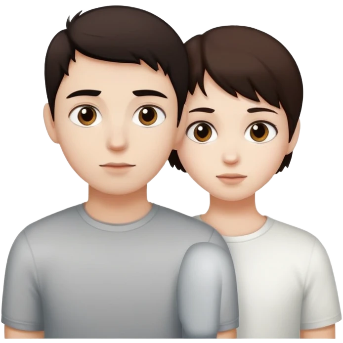 Dark hair girl with white skin next to a boy with short brown hair and white skin emoji