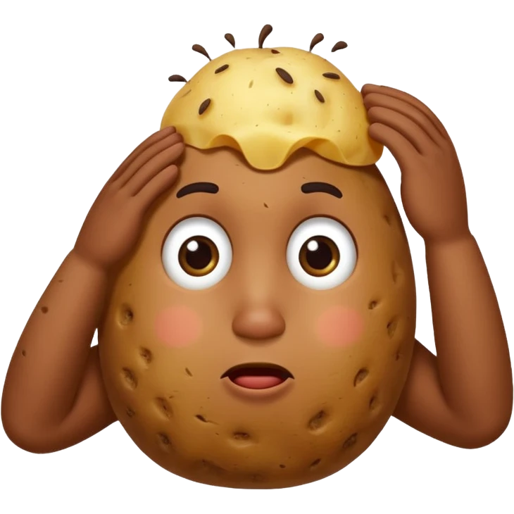 Potato that is confused with hand scratching his head emoji