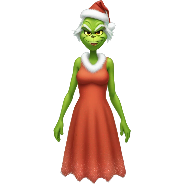Grinch in a dress emoji