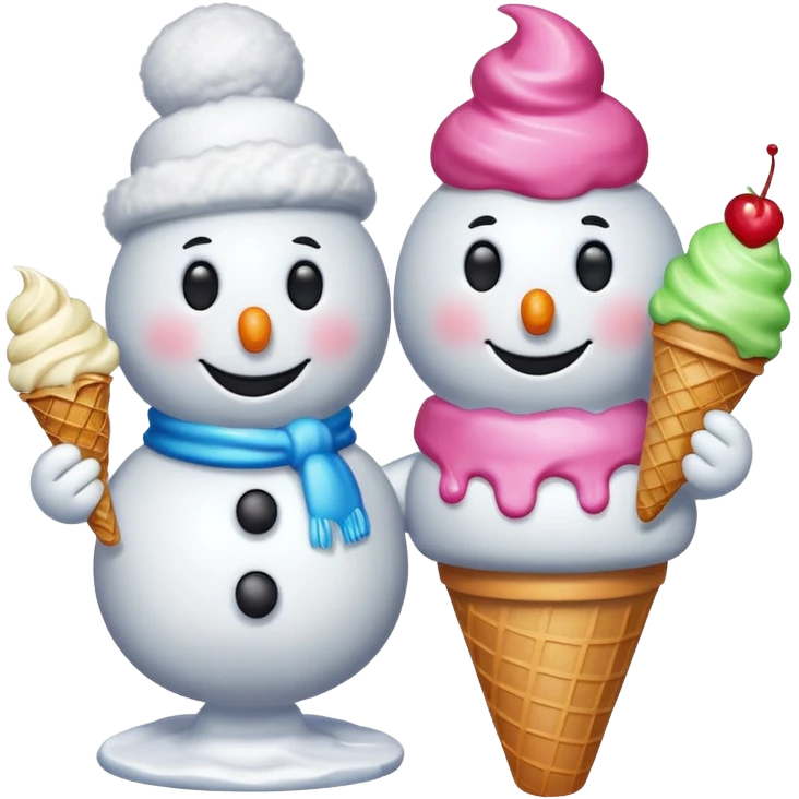 snowmen with ice cream emoji
