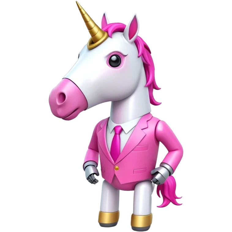 3d robotic office worker unicorn in all pink suit emoji