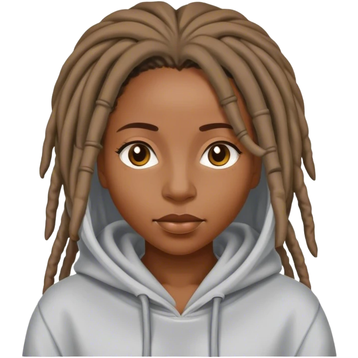 Black woman with locs wearing hoodie emoji