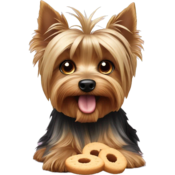 Yorkshire terrier eating biscuits  emoji