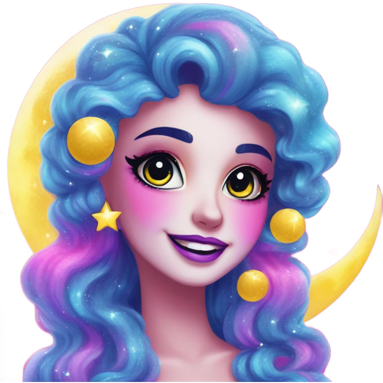 Lisa frank glitter moon emoji