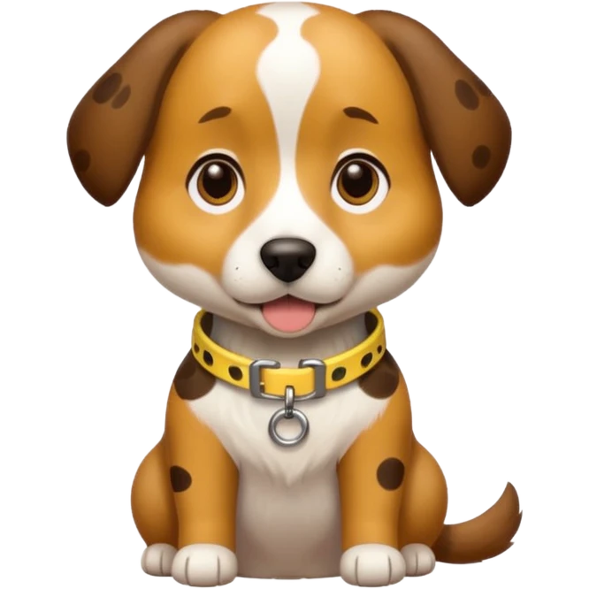 dog wearing yellow gps collar emoji