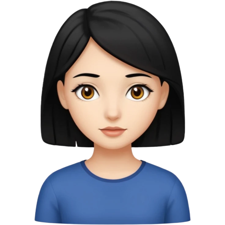 chica con pelo  negro y media melena y ojos marrones oscuros emoji