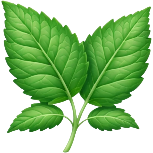 mint leaf, slightly curled emoji