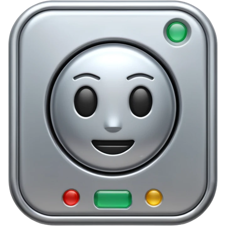 A futuristic microchip emoji made of polished silver chrome, minimal circuit details, smooth metallic surface, soft lighting, iOS emoji style, centered, clean white background emoji