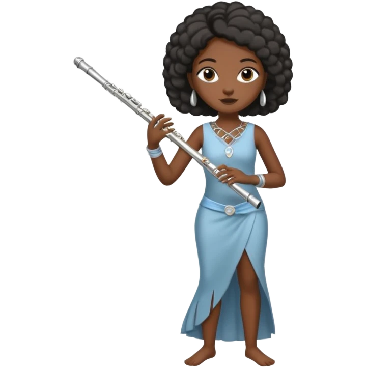 black woman playing blowing flute full body emoji