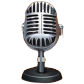 Icon for 50s American Musical Theater: a retro stage with neon lights, a classic microphone on stage, vintage piano, musical notes, vintage theater curtains, and Broadway-style elements. Avoid focusing solely on the piano. Transparent background. emoji