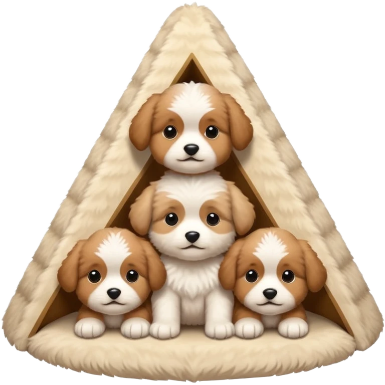 three puppies in a pyramid arrangement, cute emoji